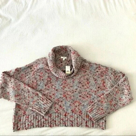 Women's Sweater S Cowl Neck Speckled Knit Pullover Slouchy Long Sleeve Jumper - Picture 3 of 6